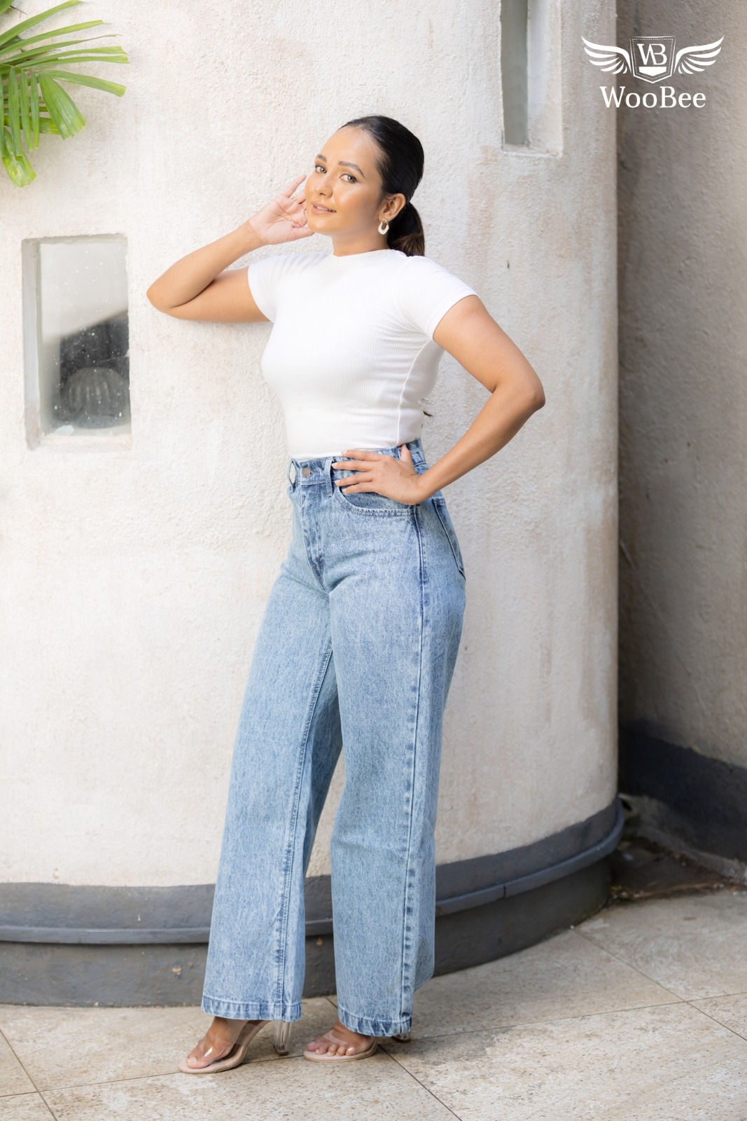 HIGHWAIST ACID WASHED WIDE LEG JEANS 2 HIGHWAIST ACID WASHED WIDE LEG JEANS
