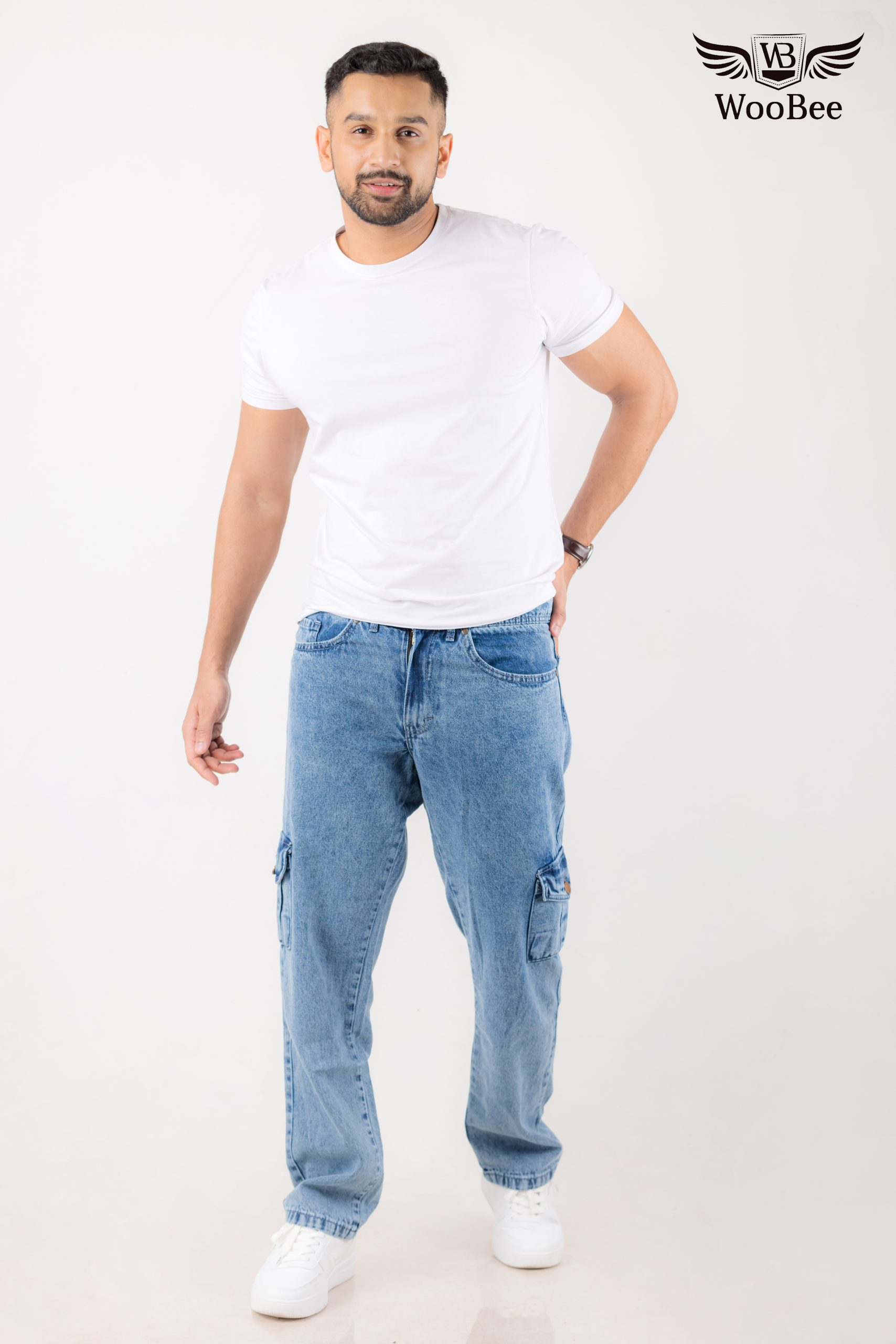 GENTS ACID WASHED CARGO POCKET JEANS 1 GENTS ACID WASHED CARGO POCKET JEANS