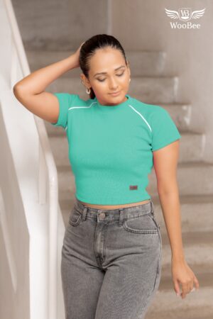 RIB MATERIAL PIPINE CROP TOP