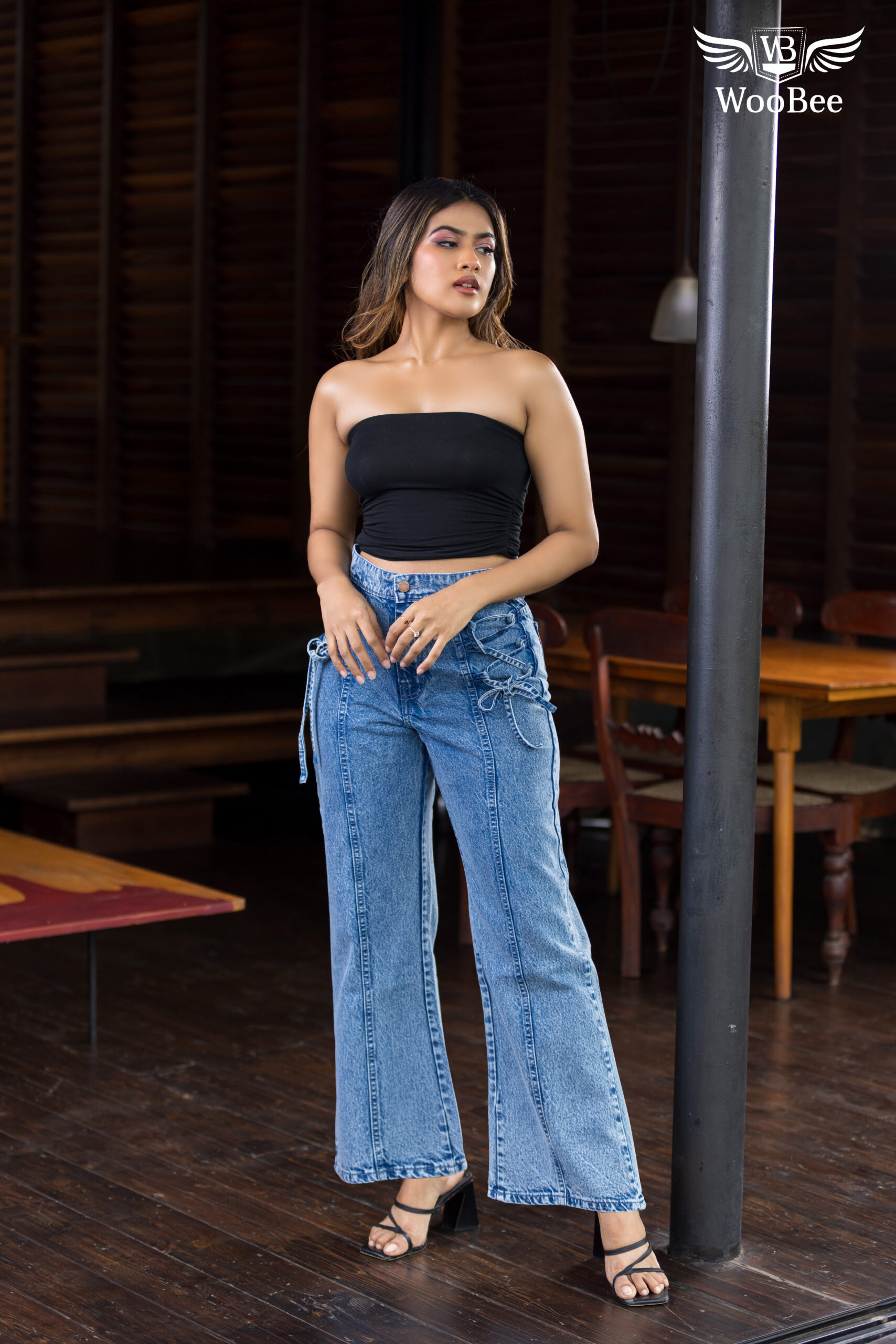 ACID WASHED LACE DETAIL JEANS 8 ACID WASHED LACE DETAIL JEANS