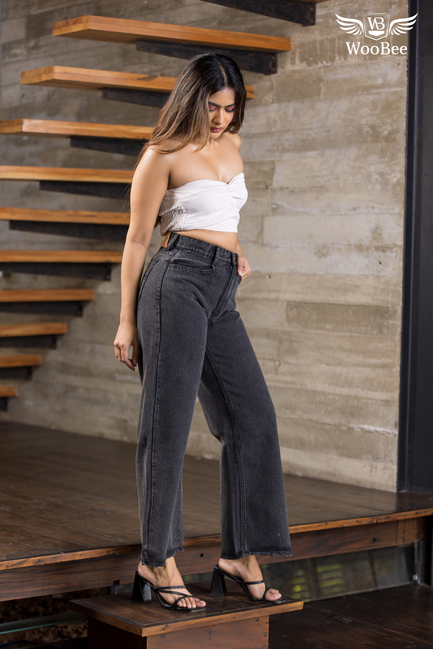 TRENDY ACID WASHED RAW EDGE WIDE LEG JEANS 10 TRENDY ACID WASHED RAW EDGE WIDE LEG JEANS