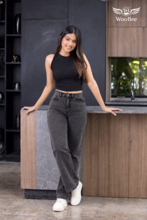 HIGHWAIST ACID WASHED MOM JEANS